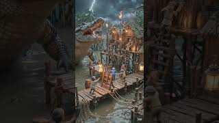 “Giant Crocodile Attacks Tiny Swamp Village! 🐊🔥#attack #crocodile #minivillage #usa #subscribe#viral