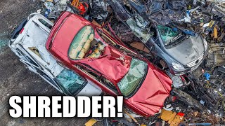 SHREDDING CARS! A different angle on the Pre-Shredder to show what comes out of the other end #metal
