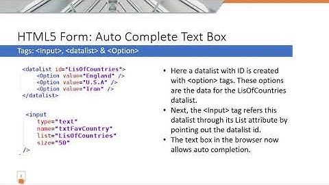 043 HTML5 Auto Complete Text Field Using DataList & Option Tags