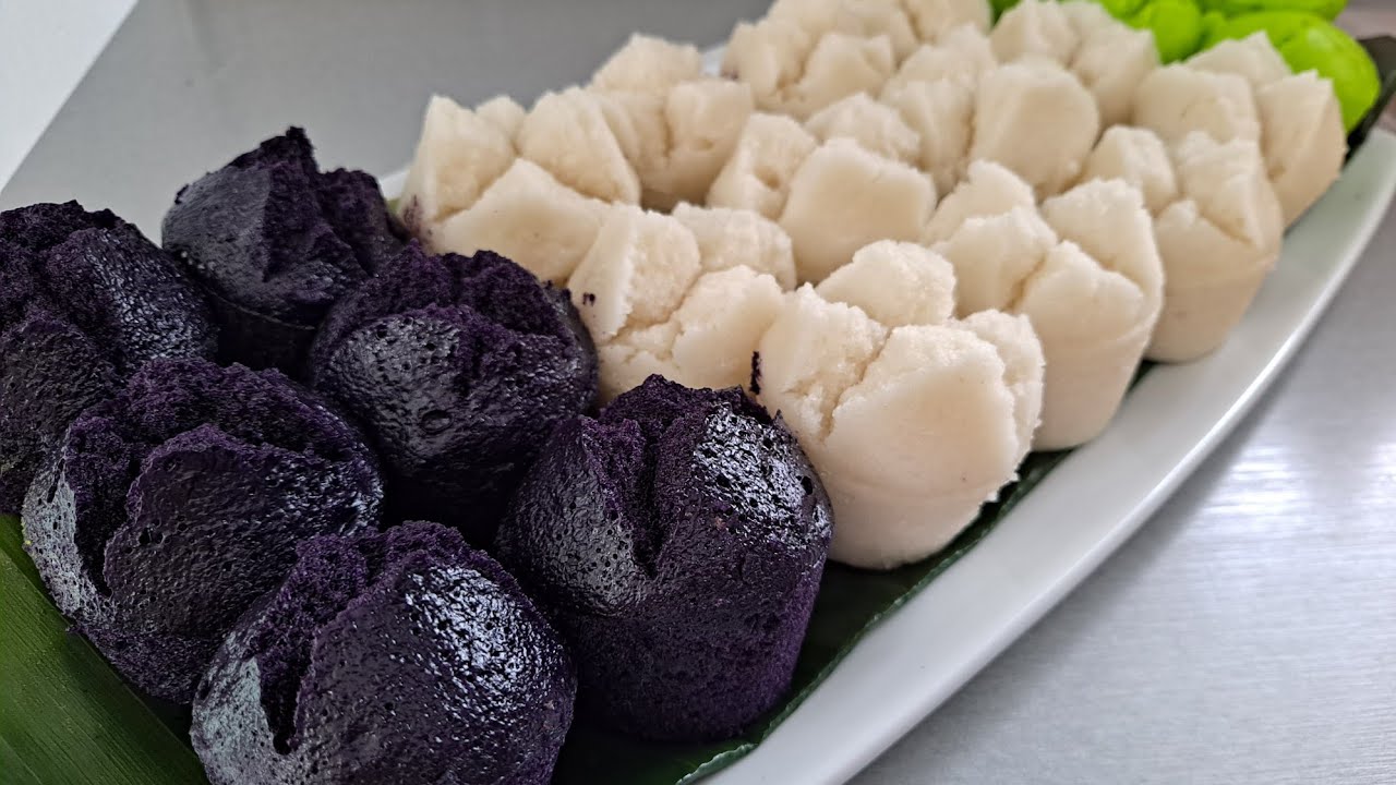 PUTONG BIGAS (Steamed rice cake) RECIPE Ube and Pandan Flavor How