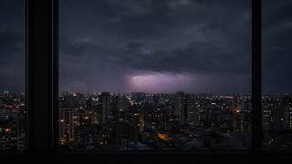 Distant Thunder Over the City | Rainy Night Storm Ambience (1 Hour)
