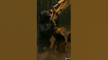 Black Bear Attacks Excavator – Shocking Encounter Caught on Camera!  #epicmachines #excavator
