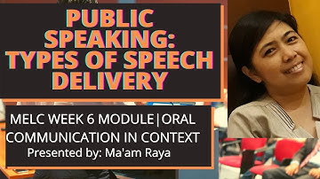 PUBLIC SPEAKING:TYPES OF SPEECH DELIVERY|ORAL COMMUNICATION IN CONTEXT