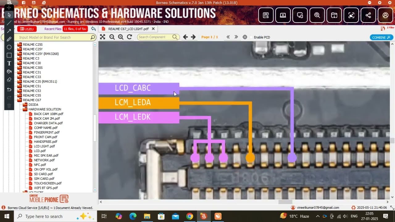 realme c67 lcd light jamper Salution. Realme C67 display light Schematic diagram solution