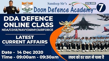 Latest Current Affairs Class on 14 Dec 2020 | Time 9:00 | Doon Defence Academy