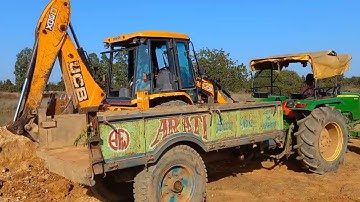 New JCB Backhoe Machine Loading Mud On Swaraj and Johndeere Tractor | Jcb And Tractor Videos | JCB