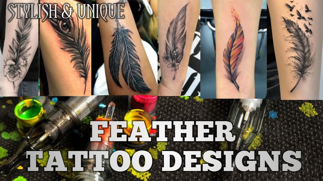 Feather tattoo design. Stylish and mining full 
