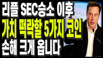 비트코인 리플 도지코인 이더리움 리플 SEC 승소 이후 가치 떡락하는 5가지 코인! 모르면 손해 큽니다.