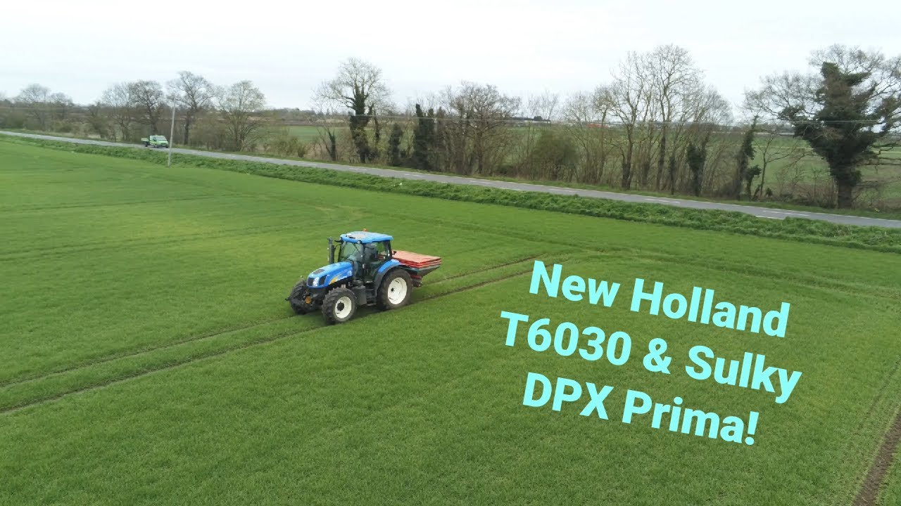 Fertiliser Spreading with New Holland T6030 & Sulky DPX Prima