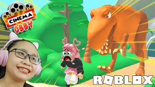 Cinema Obby Roblox  A TREX is CHASING ME!!!!