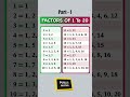 Quick Math Shorts: Discover Factors of Numbers 1-20! 🔢 | Part 1