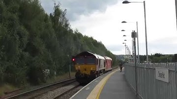DB Schenker class 60092 and EWS class 66177 pass Chesterfield 21/8/14