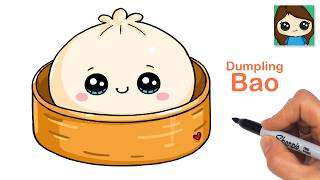 How to Draw a Steamed Bao Dumpling Dim Sum 🥟 Cute Food Art