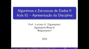 Apresentação da Disciplina - Algoritmos e Estruturas de Dados II