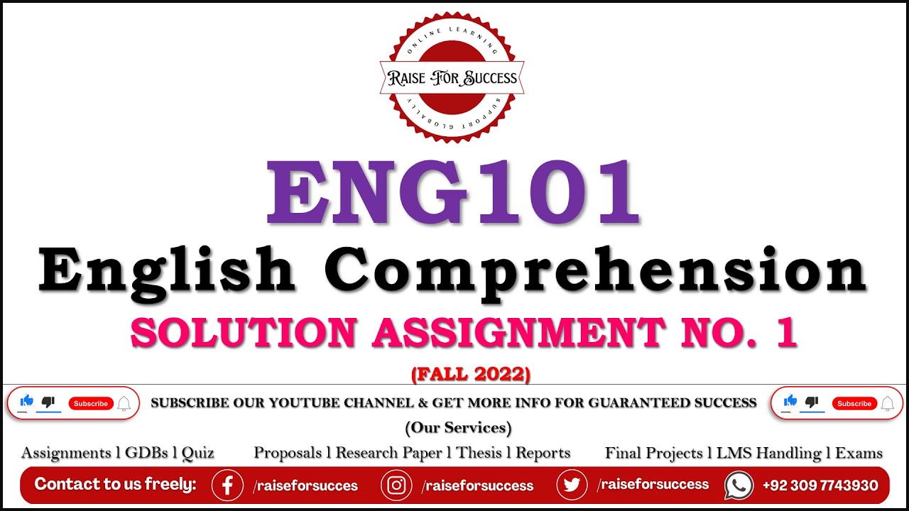ENG101 Assignment 1 Solution Fall 2023 l ENG101 Assignment 1 Solution Fall 2022 l #RaiseForSuccess