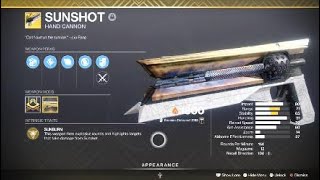 Sunshot Exotic Weapon & Catalyst – Destiny 2