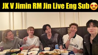 [ENG SUB 🔴] BTS Jungkook, Taehyung, Jimin, Jin & RM Weverse LIVE Eng Sub | BTS Weverse Live  screenshot 1