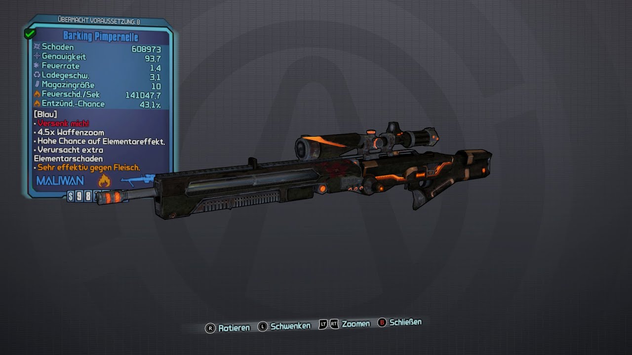 Borderlands 2 Maliwan Sniper Rifles Pimpernelle YouTube
