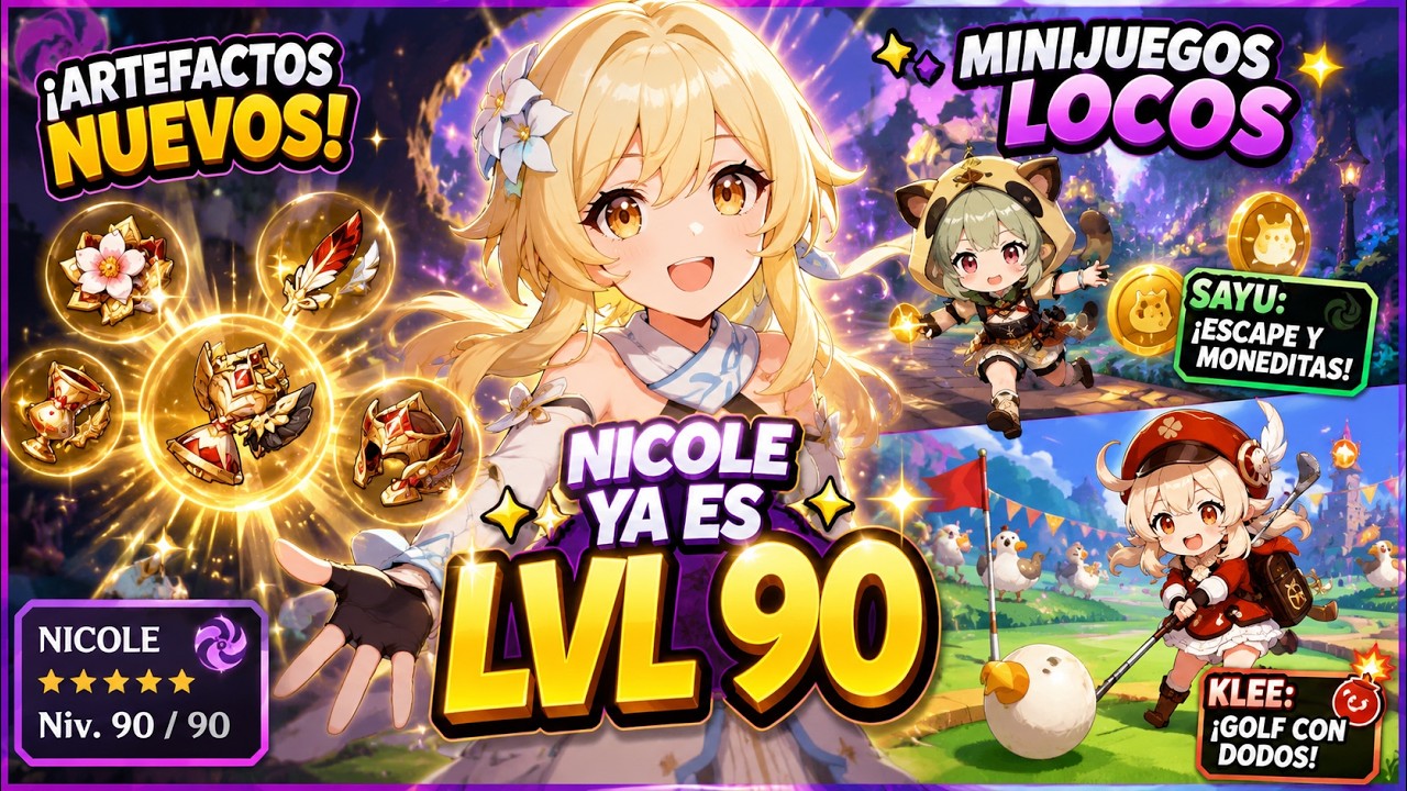 ¡NICOLE YA ES LVL 90! ⭐ Nuevos Artefactos PERFECTOS y Juegos de Brujitas 🔥 | Genshin Impact 20260526