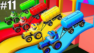 TRANSPORTING & LOAD WATER TANKER with COLORED LEGO TRACTORS! #11 Farming Simulator 22
