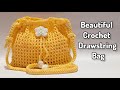 Crochet Drawstring Bag || Cozy Craft || trending bag design 2025 || Beginner Friendly Tutorial
