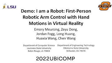 Demo: I Am a Robot: First-person Robotic Arm Control with Hand Motions Ubicomp2022 Demo Video