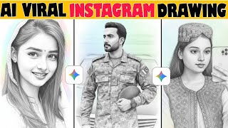 Viral Instagram Pencil Drawing Sketch + Editing by AI Gemini ✏️💙✨ screenshot 5