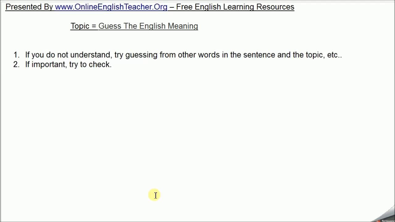 Guess The English Meaning