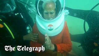 video: Watch: Narendra Modi dives to pray at ‘lost’ underwater temple