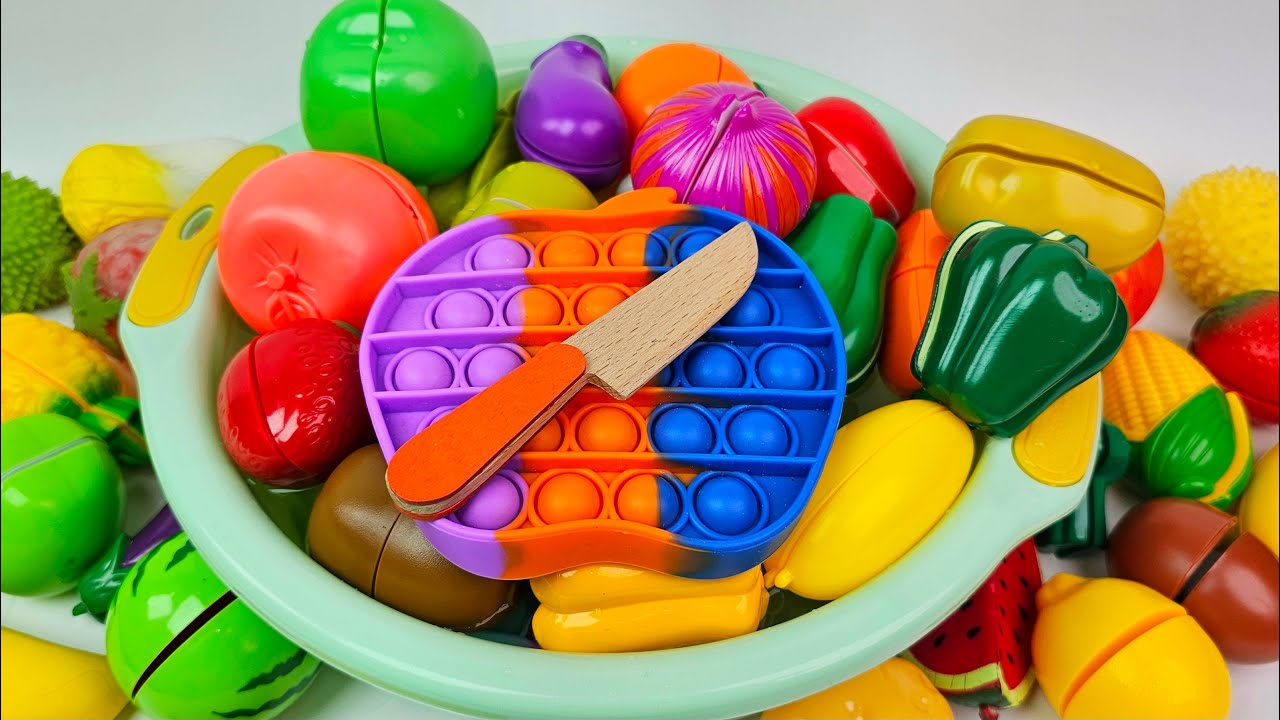 ASMR おままごと トントン♪おもちゃ 果物 カット音 Cutting Fruits Sounds ASMR with New Cutting Board Sound