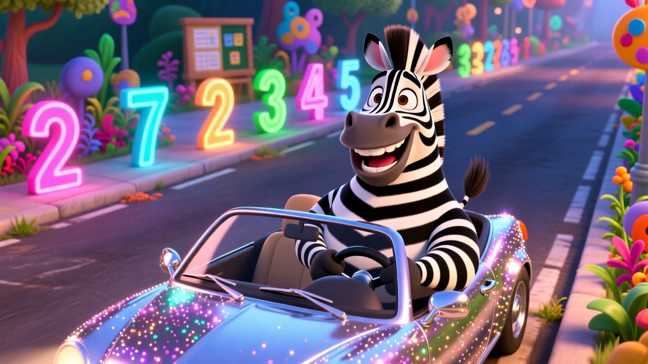 Wroom Wroom Zebra Car 🚗🦓 | Learn Numbers, Colors & Shapes | Fun Kids Educational Video