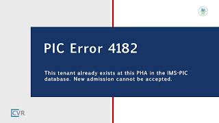 PIC Error Correction Training:  PIC Error 4182 Tenant Already Exists Video Short