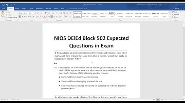 NIOS DElEd - course 502, exam expected questions with answers