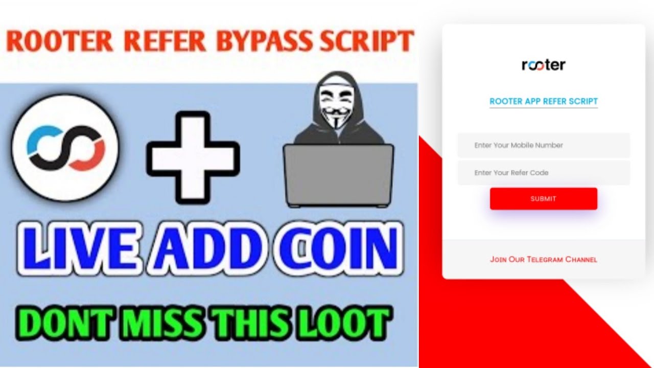 rooter app unlimited coins adder refer bypass script in Malayalam