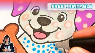 Relaxing Puppy Coloring Page – Alcohol Marker ASMR | Free Printable PDF