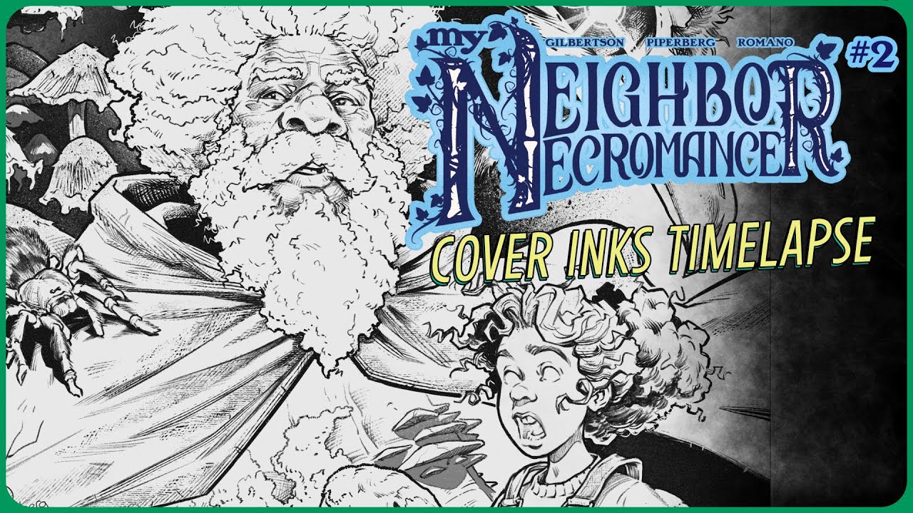 Comic Book Cover Inking - My Neighbor Necromancer Issue 2 (Time lapse)