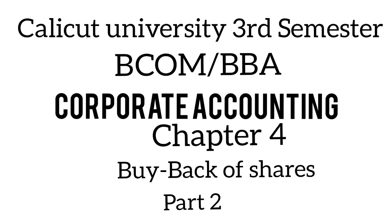 Calicut University Bcom BBA Corporate Accounting Chapter 4 Part 2 