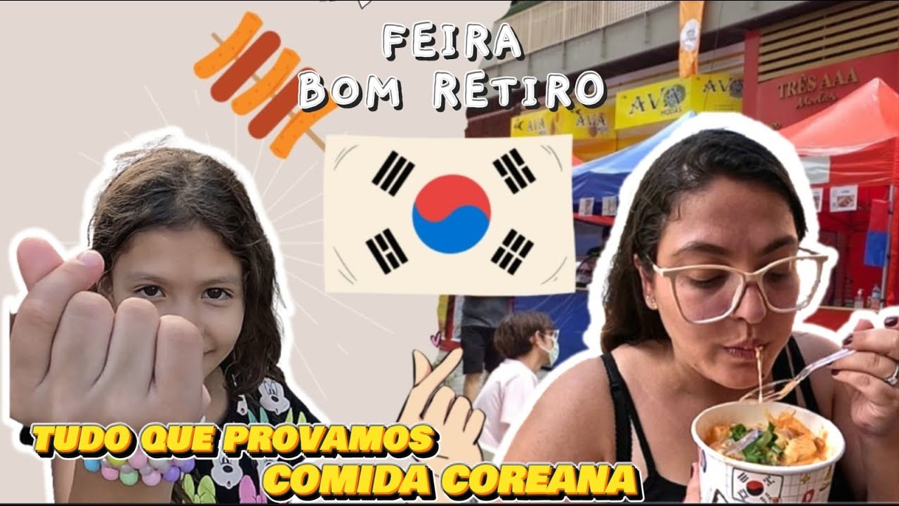 Provando várias comidas coreanas na Feira do Bom Retiro