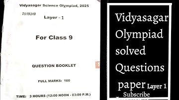 Vidyasagar Olympiad Question paper of 2025| Layer 1| VSO Question paper |