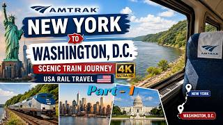 Amtrak New York to Washington DC Part 1 Scenic Train Journey in 4K USA Rail Travel