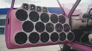 Розовая Восьмерка "Василиса" с безумно громким фронтом и стеной 162+ дБ!