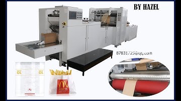 máquina para fabricar bolsas de papel  paper bag making machine v bottom with 2 color in line