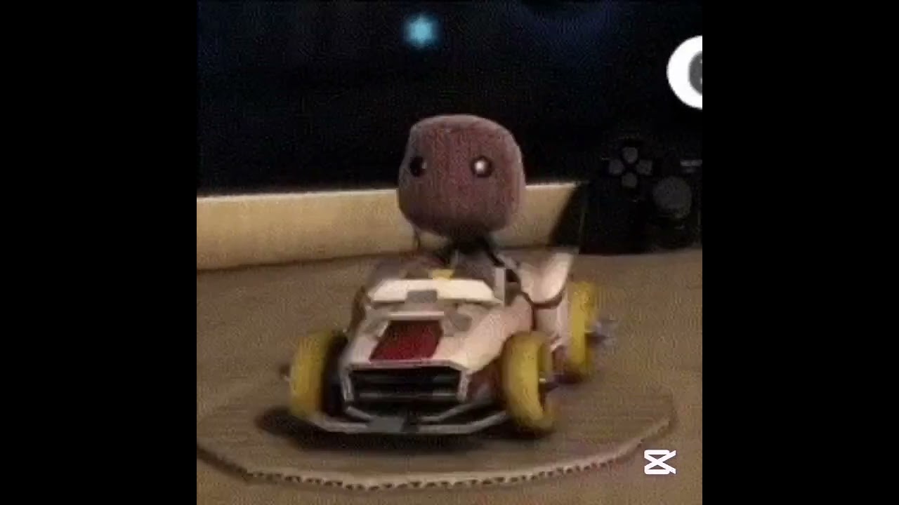  Sackboy in kart spinning for 4 minutes with car engine noises