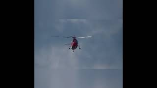 Big Red Helicopter! Westland Sikorsky SeaKing Helicopter S-61 Direct Flyover. Full Sound.