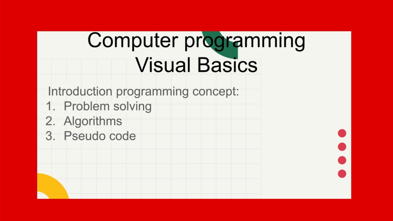 Introduction to programming concept: problem solving /Algorithm/pseudo ...