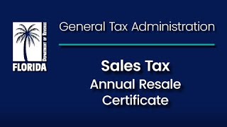 Sales Tax - Annual Resale Certificate