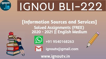IGNOU BLI-222 Solved Assignment 2020-2021 [FREE] || IGNOU BLIS || BLI-222 || IGNOU TV || IGNOU ||