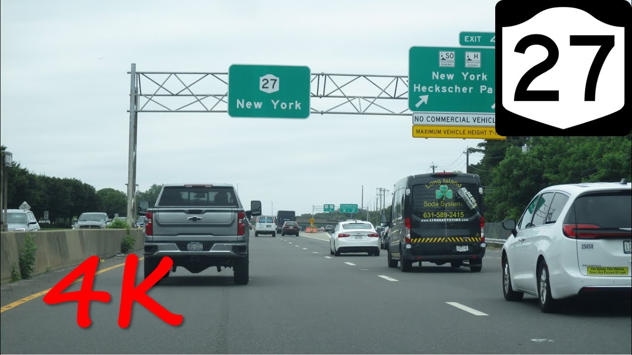 ⁴ᴷ Sunrise Highway (NY 27 Exits 66 to 37) westbound [4K VIDEO] - YouTube