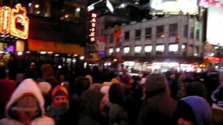 New Years Eve on Times Square 2008/2009 - cold! Crowd is waiting for ball to drop