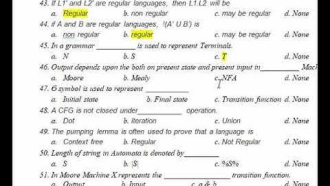 very imp 70 mcqs ( Theory of Aautomata )